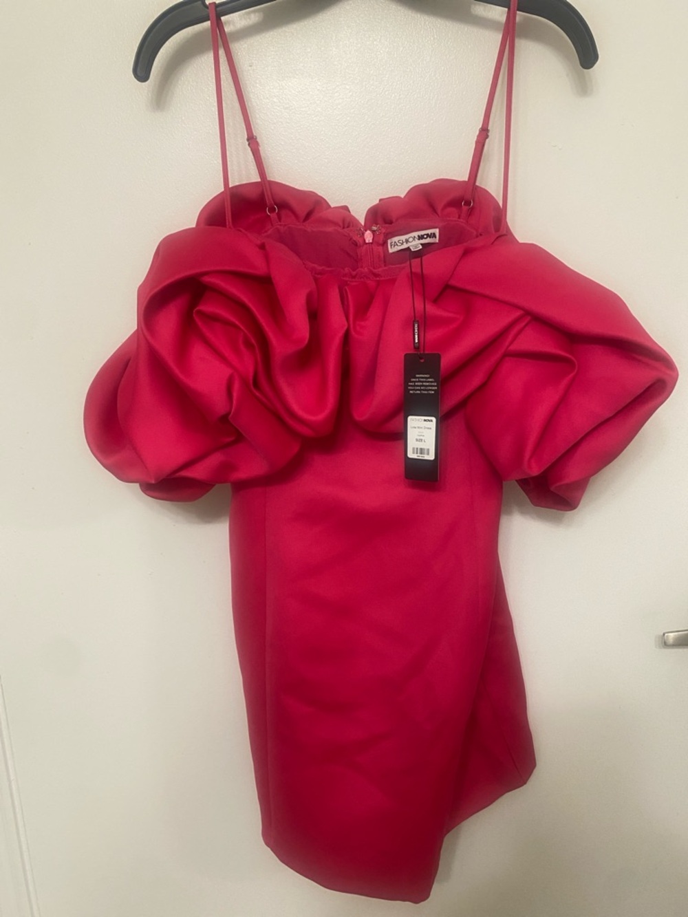 Fashion Nova Hot Pink Ruffle Sleeve Mini Dress